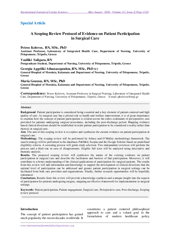 (PDF) A Scoping Review Protocol of Evidence on Patient Participation in ...