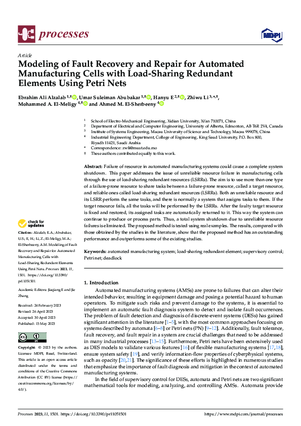 (PDF) Modeling of Fault Recovery and Repair for Automated Manufacturing ...