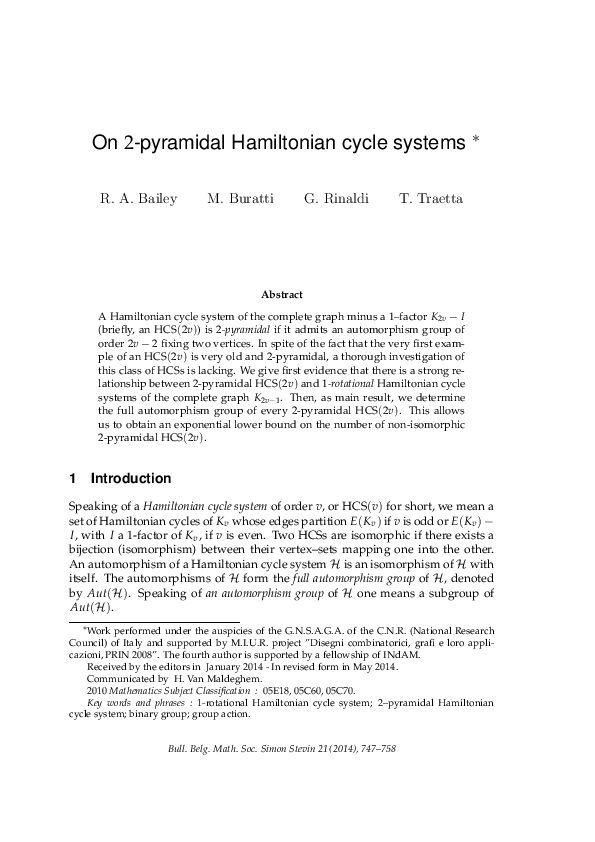 (PDF) On 2-pyramidal Hamiltonian cycle systems