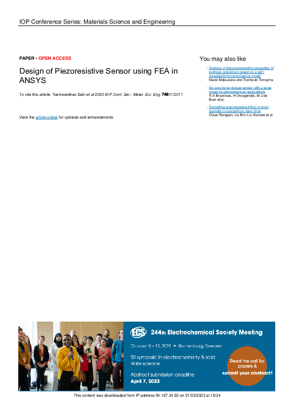 (PDF) Design of Piezoresistive Sensor using FEA in ANSYS