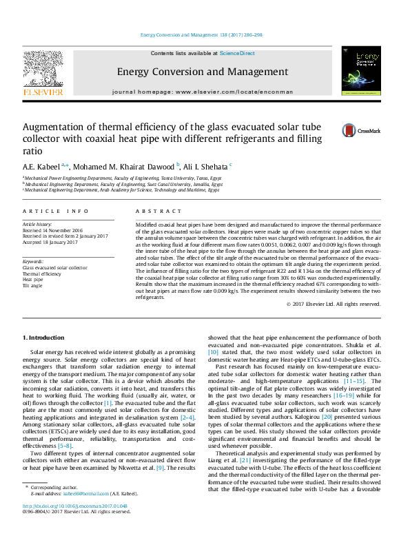 (PDF) Augmentation of thermal efficiency of the glass evacuated solar ...
