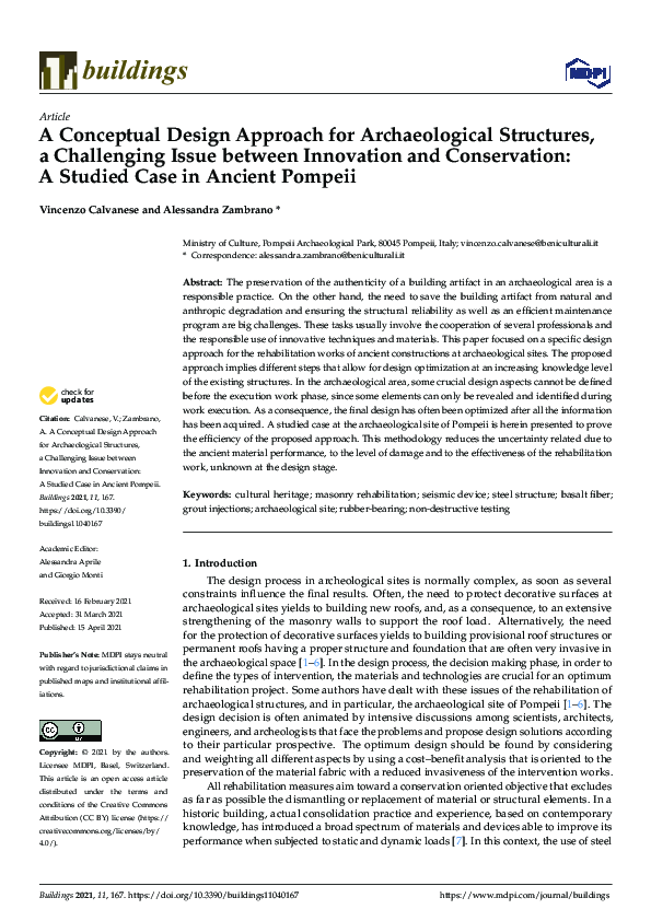 (PDF) A Conceptual Design Approach for Archeological Structures, a ...