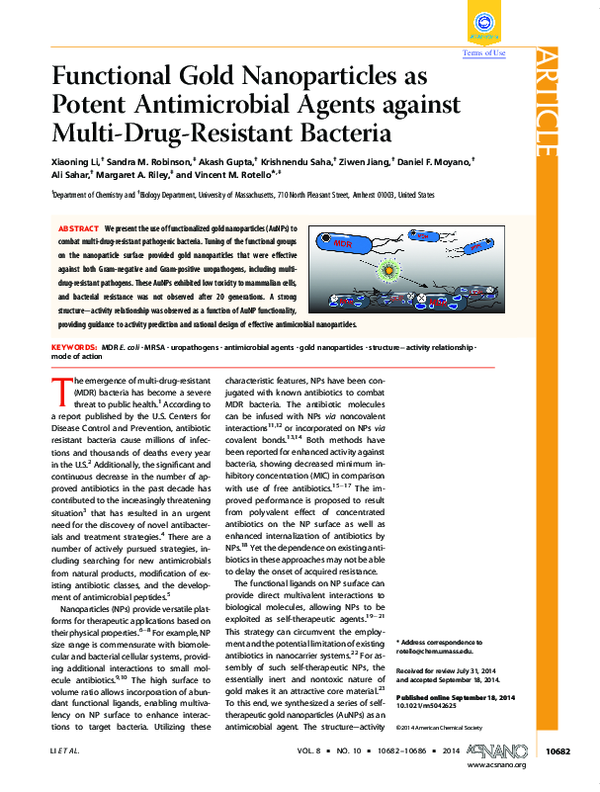 (PDF) Functional Gold Nanoparticles as Potent Antimicrobial Agents ...
