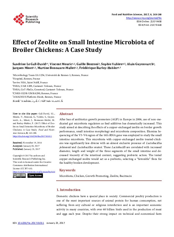 (PDF) Effect of Zeolite on Small Intestine Microbiota of Broiler