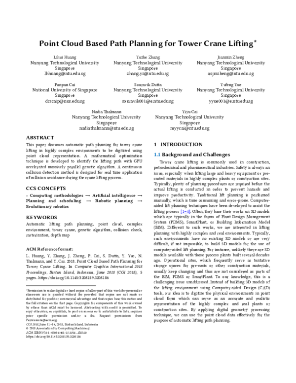 (PDF) Point Cloud Based Path Planning for Tower Crane Lifting