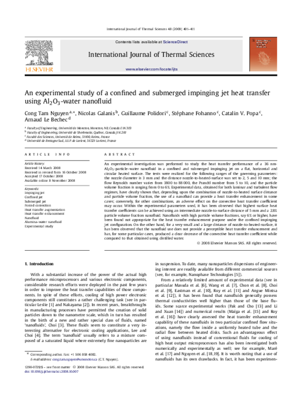 (PDF) An experimental study of a confined and submerged impinging jet ...