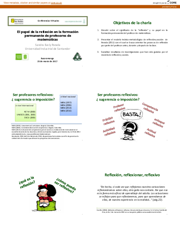 (PDF) El papel de la reflexión en la formación permanente de profesores ...