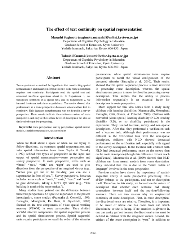 (PDF) The effect of text continuity on spatial representation: route ...