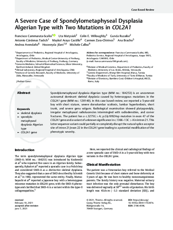 (PDF) A Severe Case of Spondylometaphyseal Dysplasia Algerian Type with ...