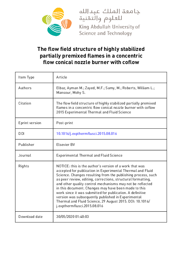 (PDF) The flow field structure of highly stabilized partially premixed ...