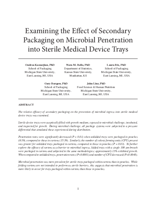 (PDF) Examining the Effect of Secondary Packaging on Microbial