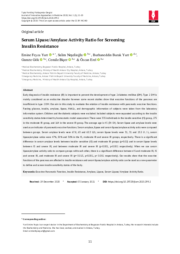 (PDF) Serum Lipase / Amylase Activity Ratio for Screening Insulin ...