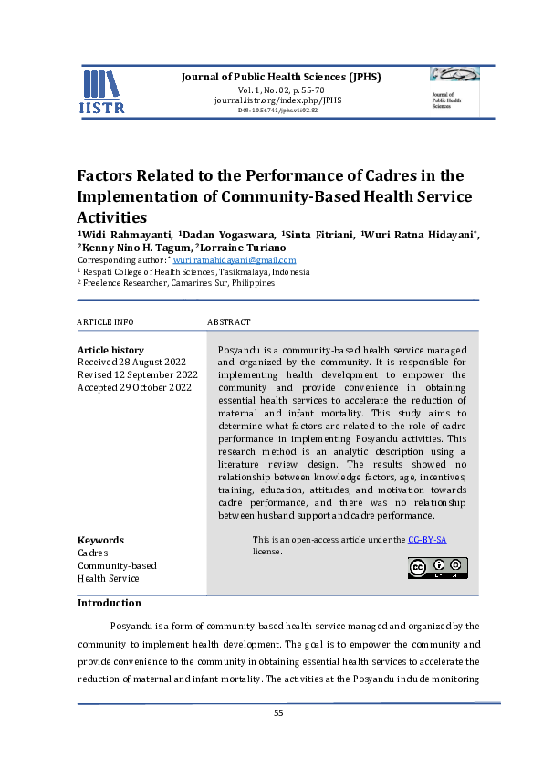 (PDF) Factors Related to the Performance of Cadres in the ...