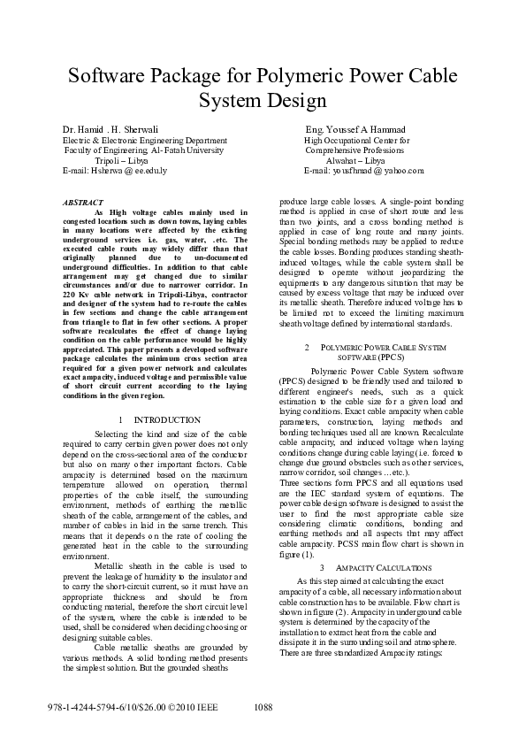 (PDF) Software package for polymeric power cable system design hamid