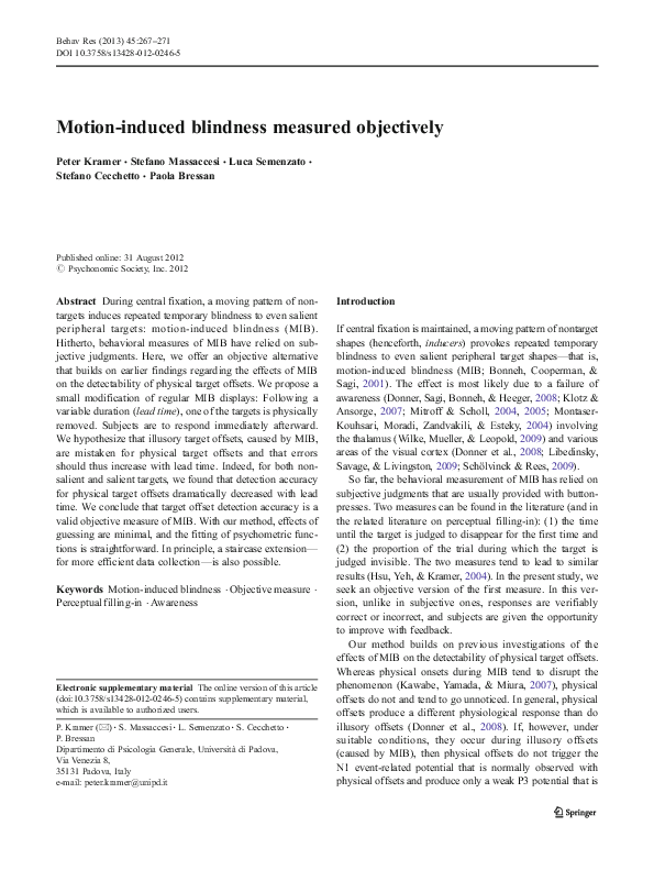 (PDF) Motioninduced blindness measured objectively Stefano Cecchetto Academia.edu