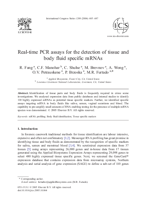 (PDF) Real-time PCR assays for the detection of tissue and body fluid ...