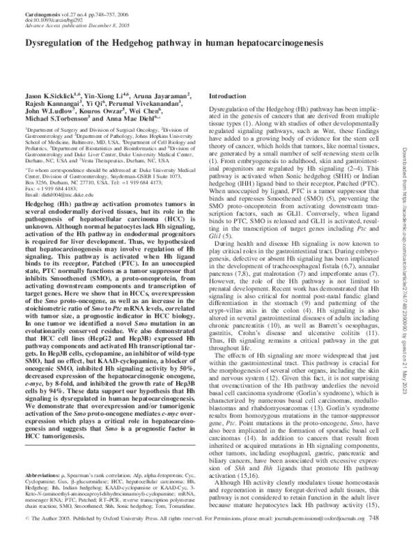 (PDF) Dysregulation of the Hedgehog pathway in human hepatocarcinogenesis