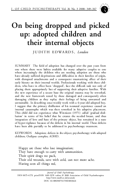 (PDF) On being dropped and picked up: adopted children and their ...