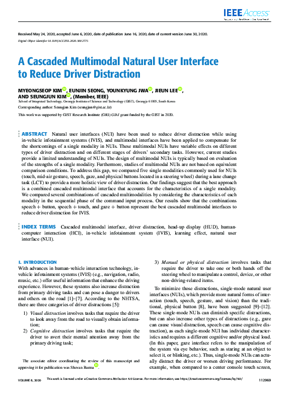 (PDF) A Cascaded Multimodal Natural User Interface to Reduce Driver ...