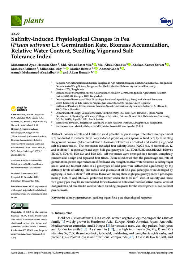(PDF) Salinity-Induced Physiological Changes in Pea (Pisum sativum L ...