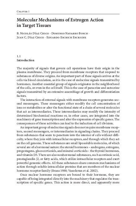 (PDF) Molecular Mechanisms of Estrogen Action in Target Tissues