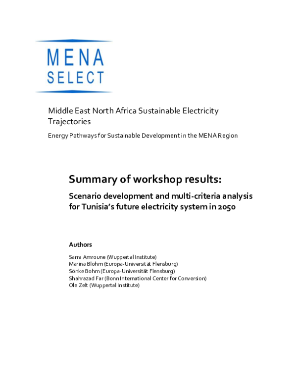 (PDF) Middle East North Africa Sustainable Electricity Trajectories