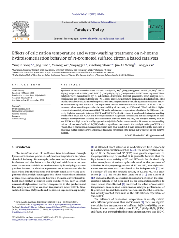 (PDF) Effects of calcination temperature and water-washing treatment on ...