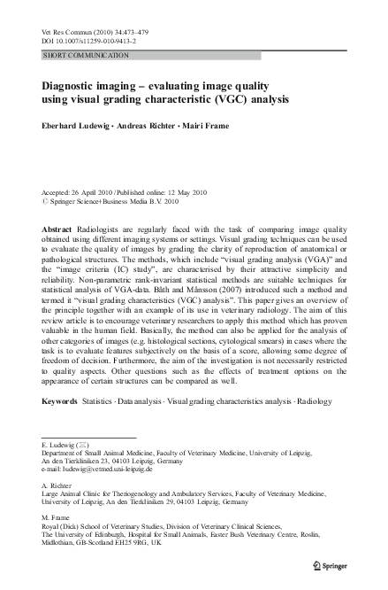 (PDF) Diagnostic imaging – evaluating image quality using visual ...