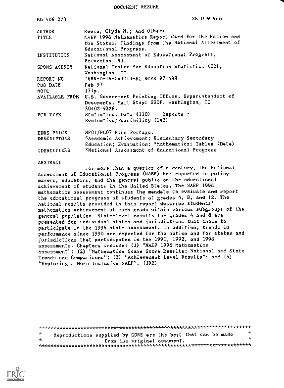 (PDF) NAEP 1996 Mathematics Report Card for the Nation and the States ...