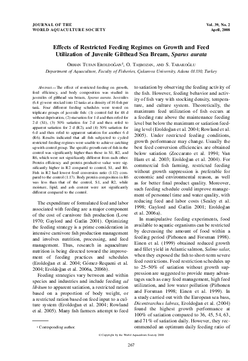 (PDF) Effects of Restricted Feeding Regimes on Growth and Feed ...