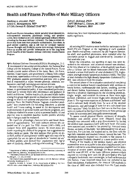 (PDF) Health and Fitness Profiles of Male Military Officers