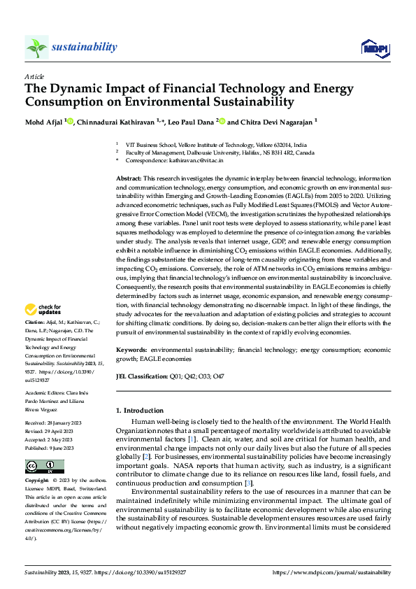 (PDF) The Dynamic Impact of Financial Technology and Energy Consumption ...