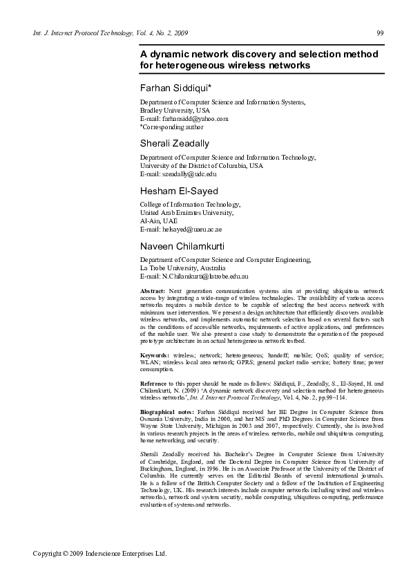 (PDF) A dynamic network discovery and selection method for ...
