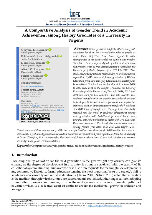 (PDF) A comparative analysis of gender trend in academic achievement ...