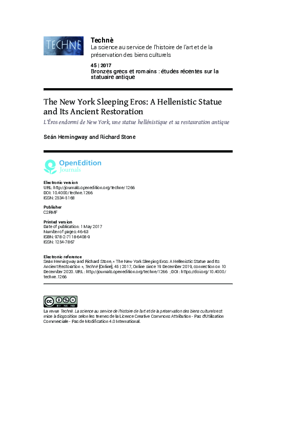 (PDF) The New York Sleeping Eros A Hellenistic Statue and Its Ancient