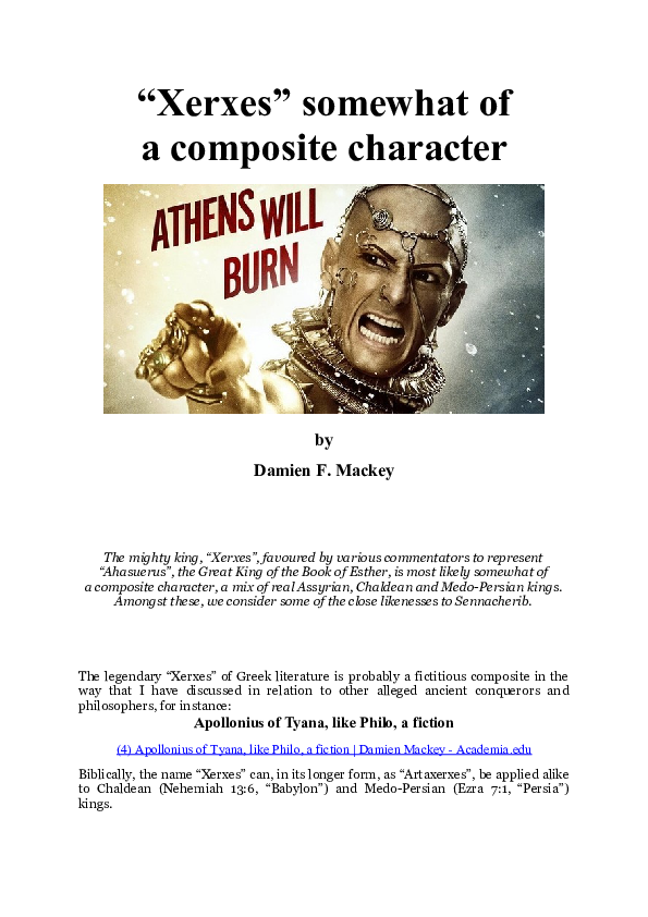 (DOC) "Xerxes" somewhat of a composite character Damien Mackey