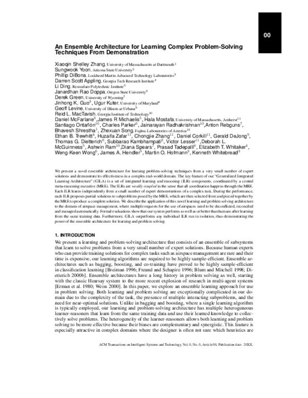 (PDF) An Ensemble Architecture for Learning Complex ProblemSolving