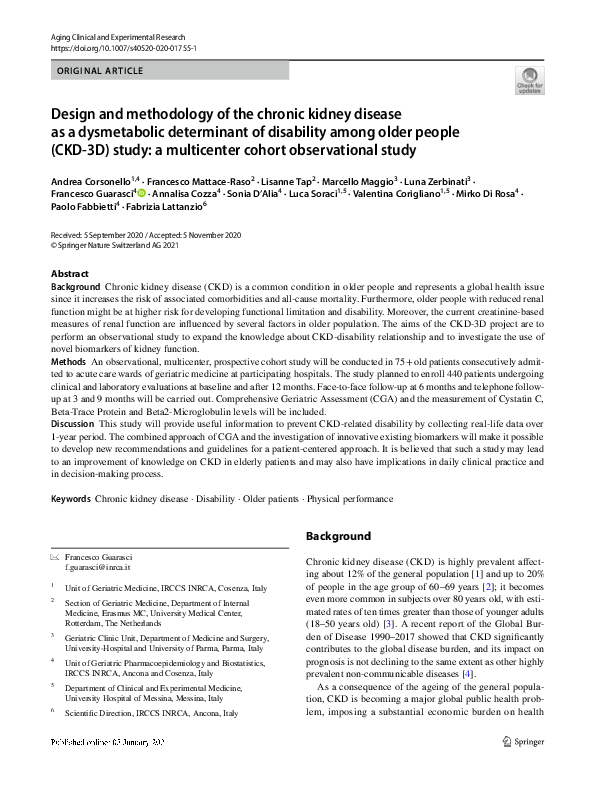 (PDF) Design and methodology of the chronic kidney disease as a ...