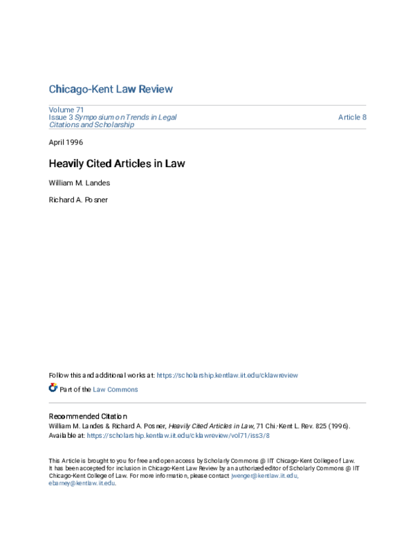 (PDF) Heavily Cited Articles in Law