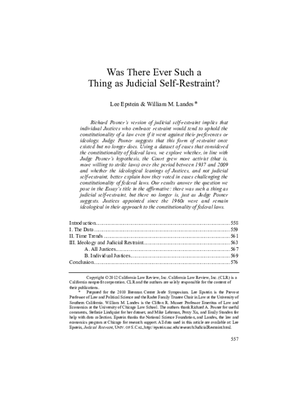 Was There Ever Such a Thing as Judicial Self-Restraint