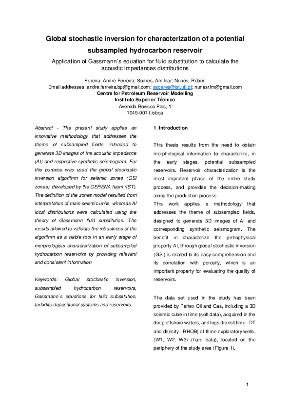 (PDF) Global stochastic inversion for characterization of a potential ...