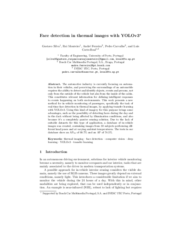 (PDF) Face Detection in Thermal Images with YOLOv3