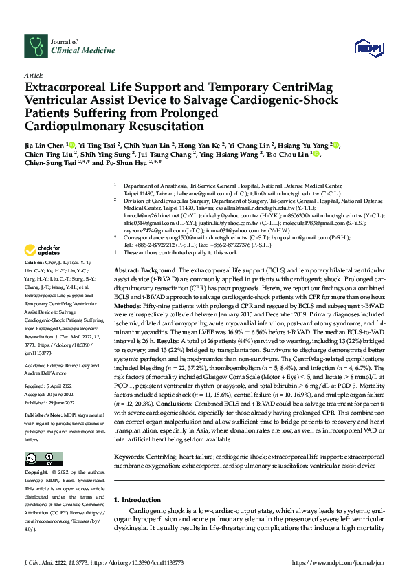 (PDF) Extracorporeal Life Support and Temporary CentriMag Ventricular ...