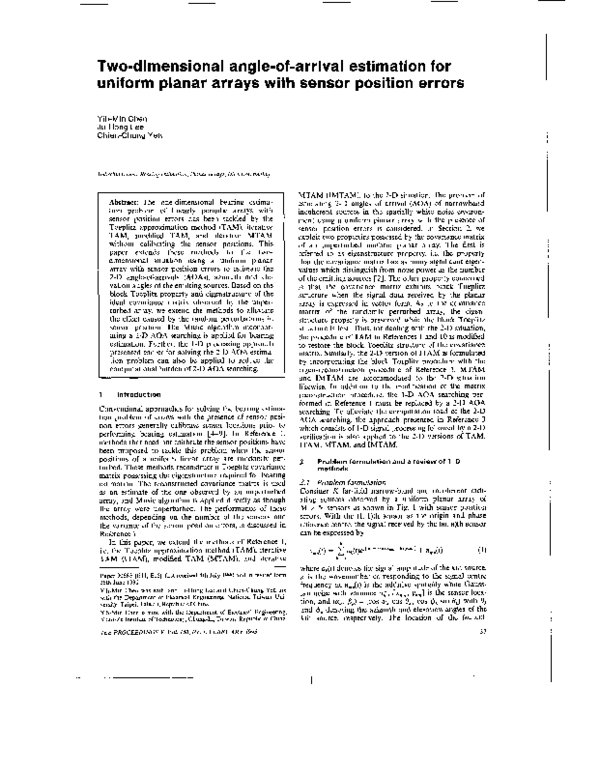 (PDF) Two-dimensional angle-of-arrival estimation for uniform planar ...