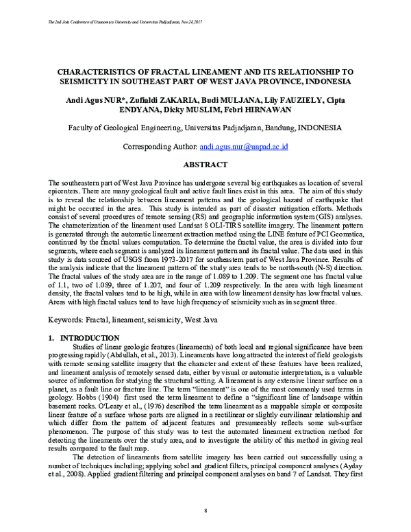 (PDF) Characteristics of Fractal Lineament and Its Relationship to ...