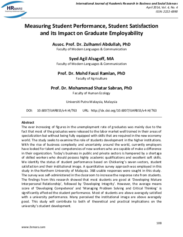 (PDF) Measuring Student Performance, Student Satisfaction and its ...