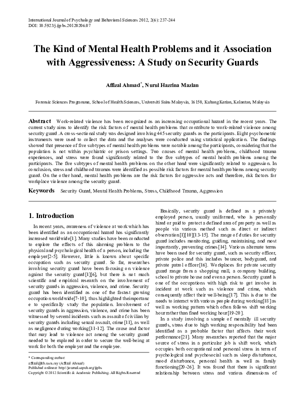 (PDF) The Kind of Mental Health Problems and it Association with ...