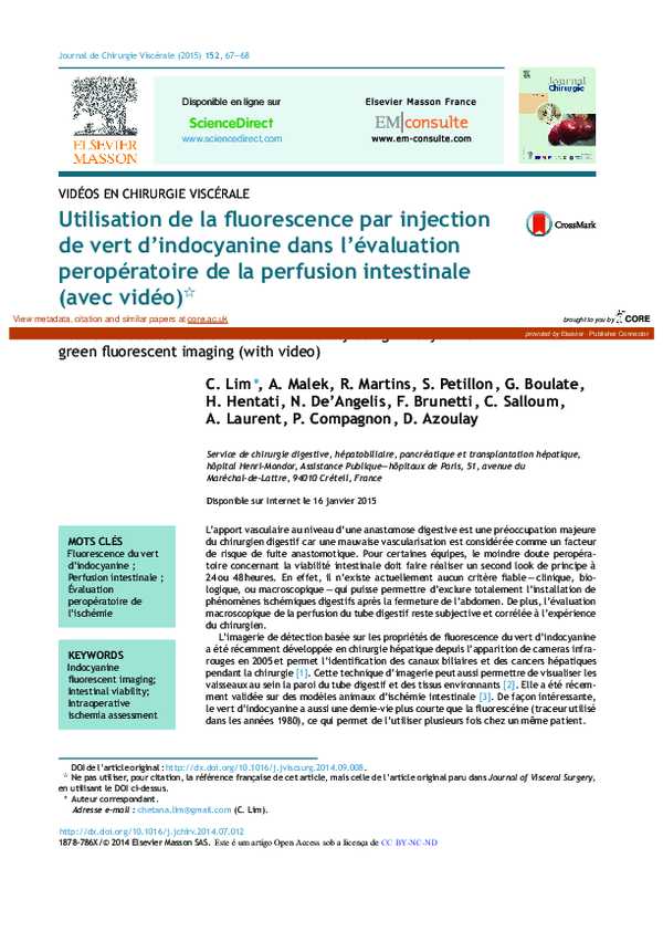 (PDF) Utilisation de la fluorescence par injection de vert d ...