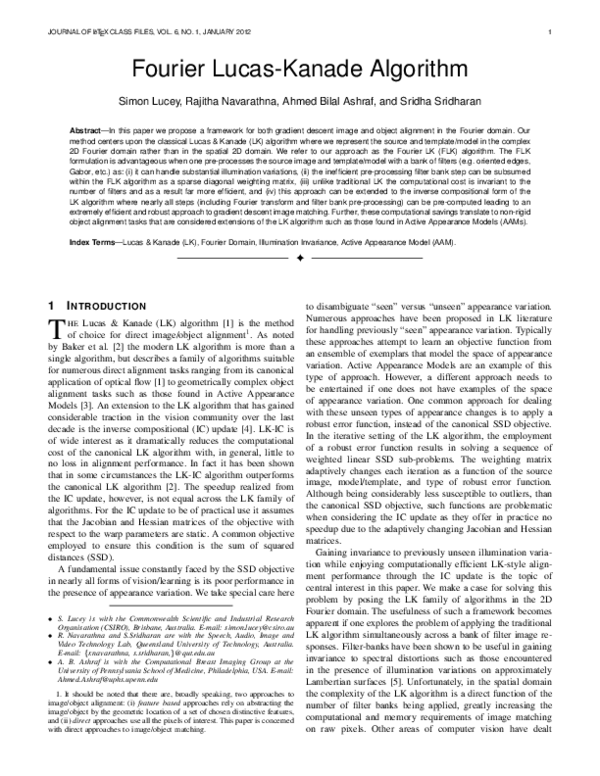(PDF) Fourier Lucas-Kanade Algorithm | Ahmed Ashraf - Academia.edu
