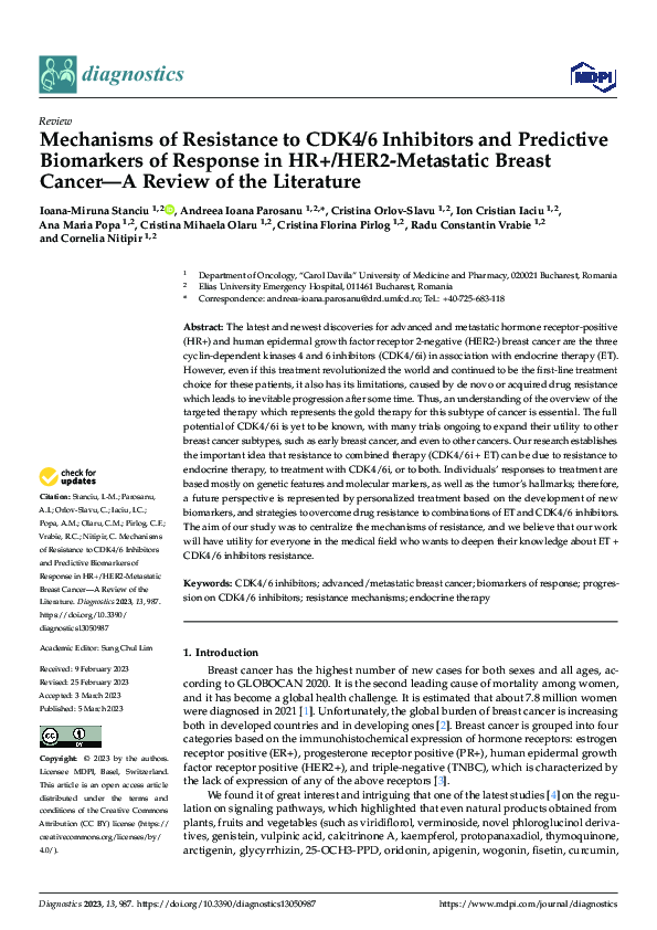 (PDF) Mechanisms of Resistance to CDK4/6 Inhibitors and Predictive ...